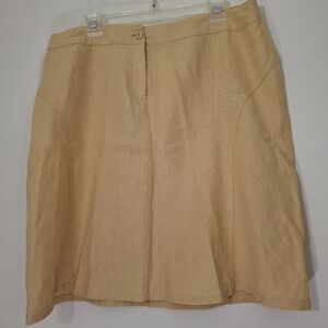 Hillard & Hanson 100% Linen Yellow Skirt, Size 16